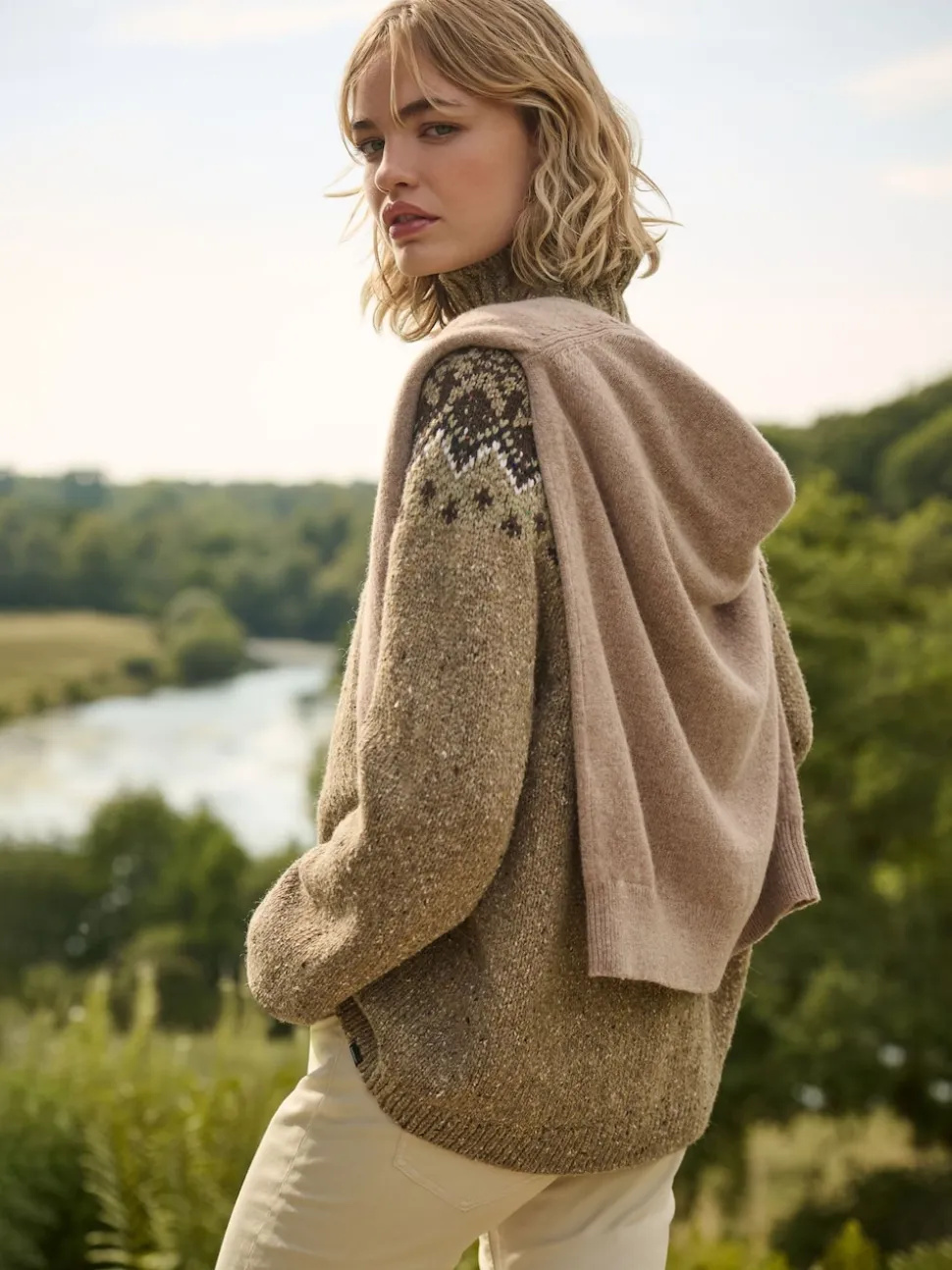 Marron - Pull Superdry à Col montant à Motif Fair Isle