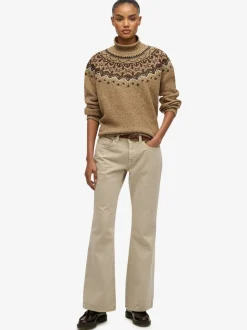 Marron - Pull Superdry à Col montant à Motif Fair Isle