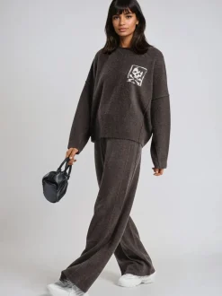 Marron - Religion Luscious Quiet Luxury Survêtement en maille avec jacquard crâne et os croisé