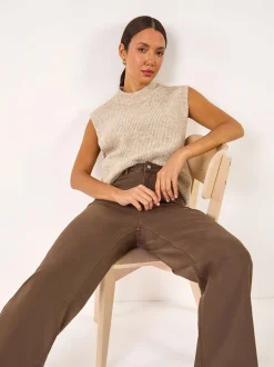 Marron - Roman Coton Blend Ample Extensible Jeans