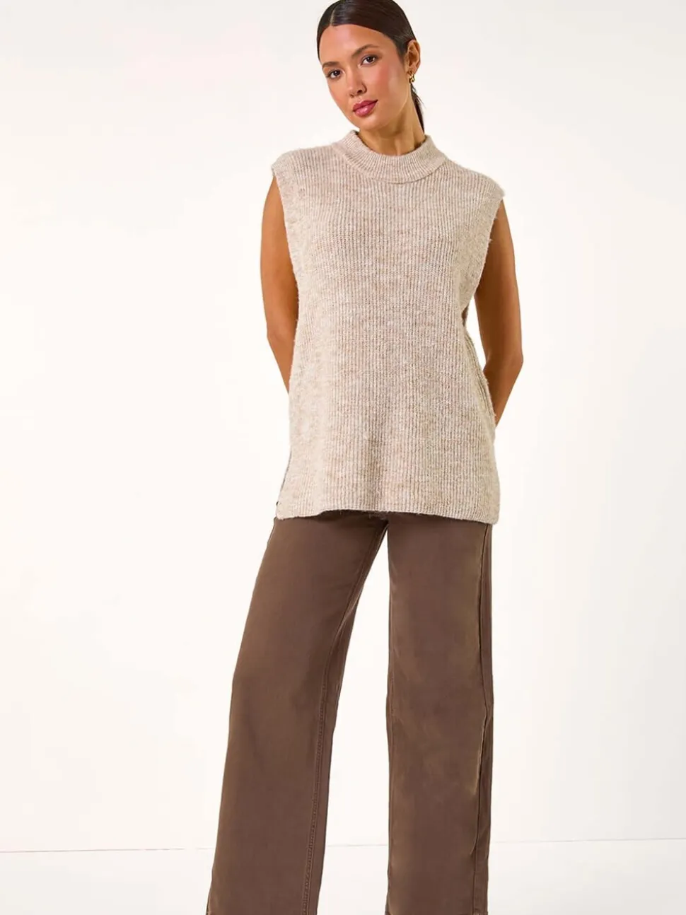 Marron - Roman Coton Blend Ample Extensible Jeans