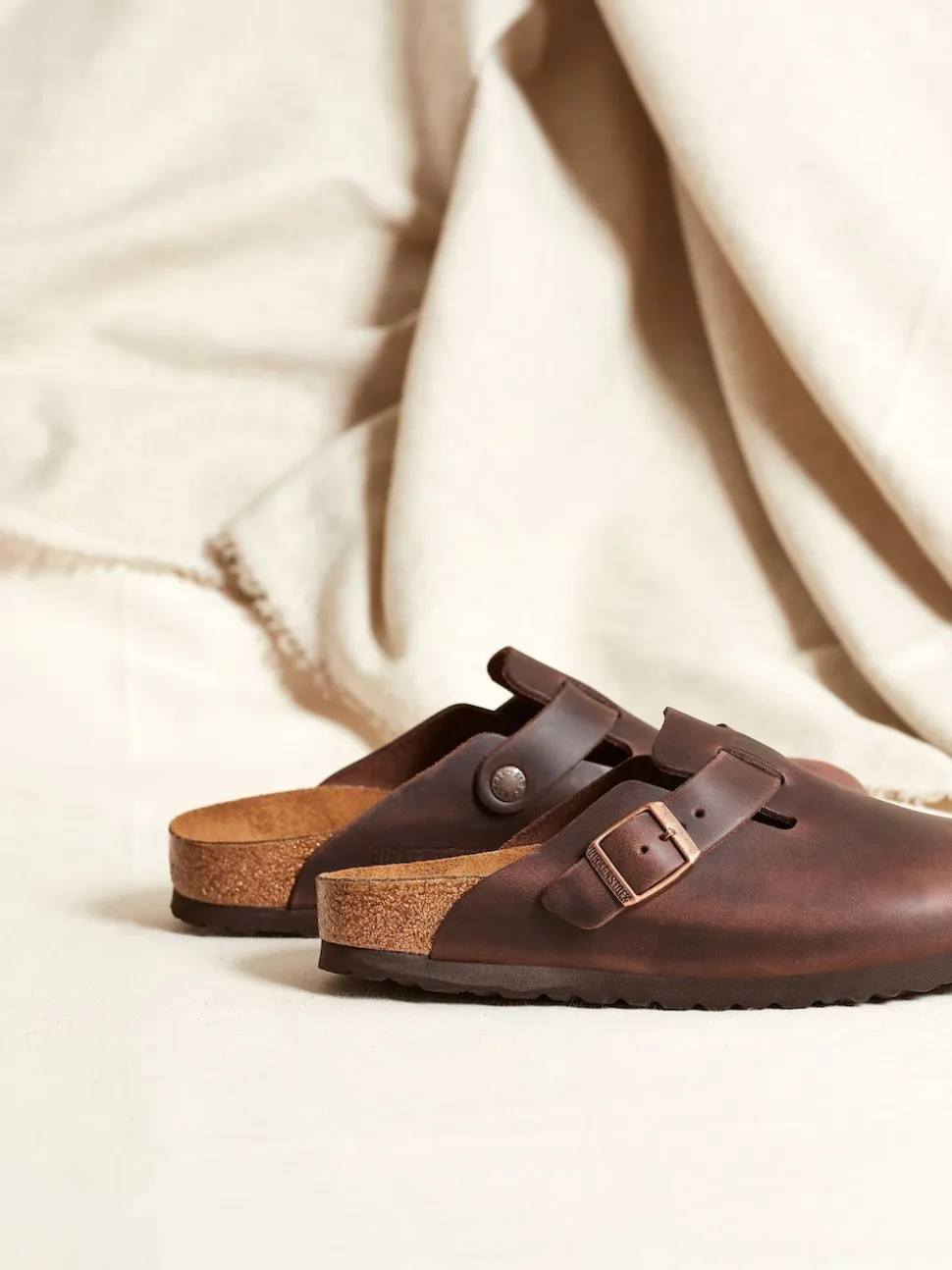 Marron - Sabots Birkenstock Boston Oil en cuir