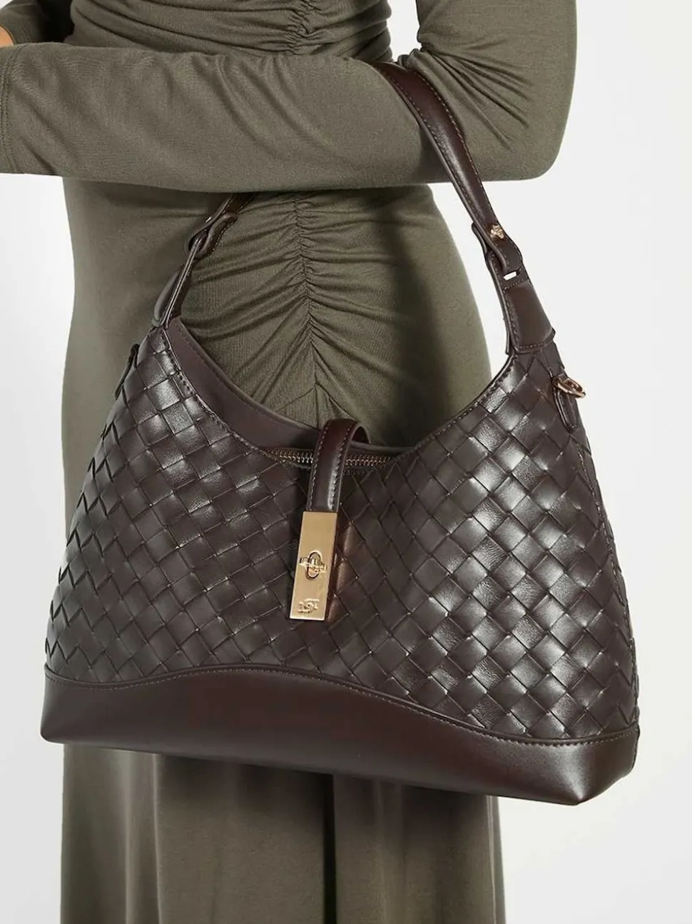 Marron - Sac à bandoulière Dune London Dorset Medium Turnlock