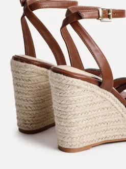 Marron - Sandales Linzi Goddess Compensées avec bretelles nouées sur le devant