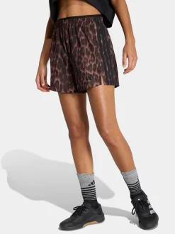 Marron - Short tissé adidas Workout Essentials à motif léopard