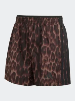 Marron - Short tissé adidas Workout Essentials à motif léopard