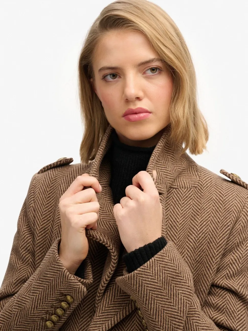 Marron - Superdry Manteau Double boutonnage en laine Blend