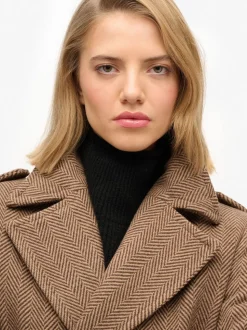 Marron - Superdry Manteau Double boutonnage en laine Blend