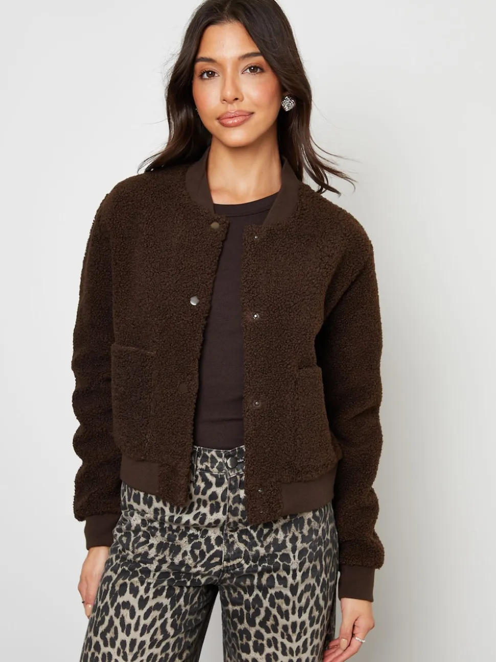 Marron - Threadbare Borg aviateur imitation peau de mouton