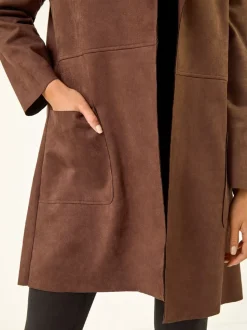 Marron - Veste Roman Petites tailles à poche en Faux daim