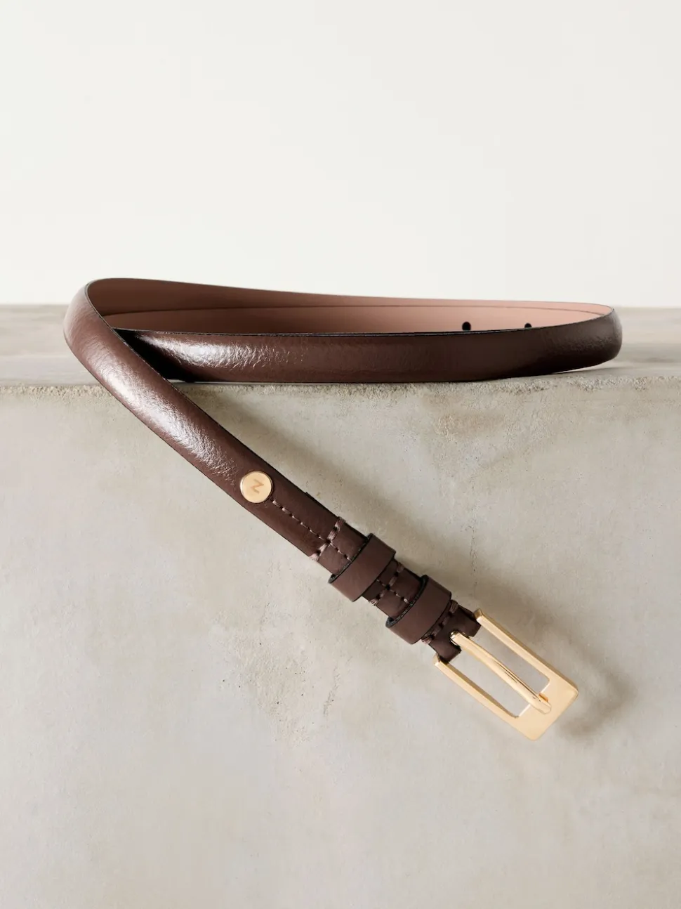 Marron café - Ceinture N. Premium Skinny Made In Italie en Cuir