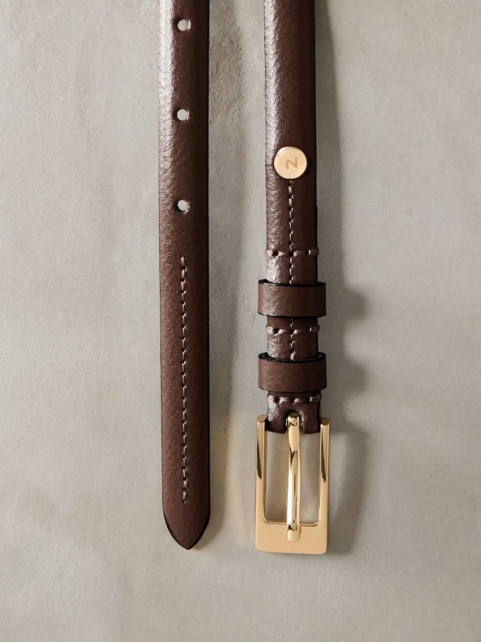 Marron café - Ceinture N. Premium Skinny Made In Italie en Cuir
