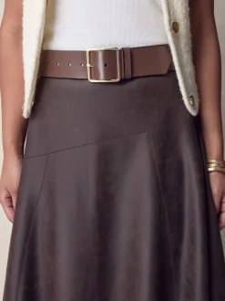 Marron café - Large ceinture en cuir N. Premium Made In Italy