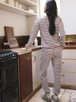 Marron café à rayure - Lot de 2 pyjamas à manches longues gaufrés confortables