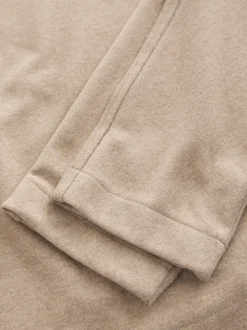 Marron café - Sweat-shirt à manches longues à col souple avec finition brossée douce