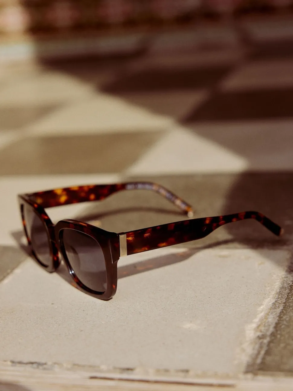 Marron écaille de tortue - Lunettes de soleil carrées en acétate