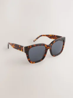 Marron écaille de tortue - Lunettes de soleil carrées en acétate