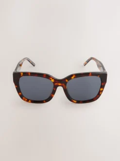 Marron écaille de tortue - Lunettes de soleil carrées en acétate