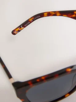 Marron écaille de tortue - Lunettes de soleil carrées en acétate