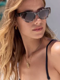 Marron écaille de tortue - Lunettes de soleil fines œil-de-chat