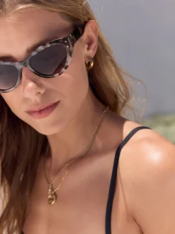 Marron écaille de tortue - Lunettes de soleil fines œil-de-chat