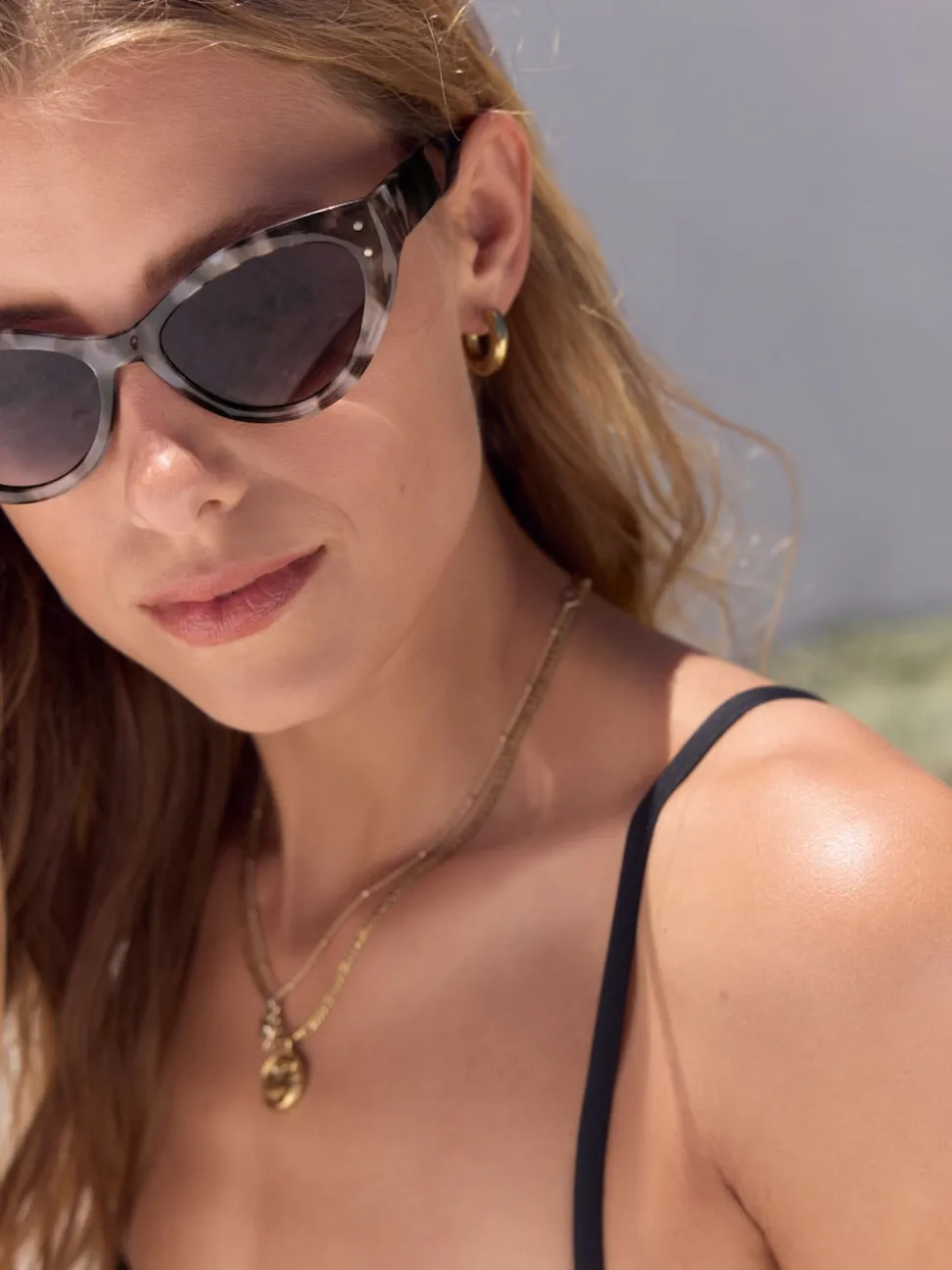 Marron écaille de tortue - Lunettes de soleil fines œil-de-chat