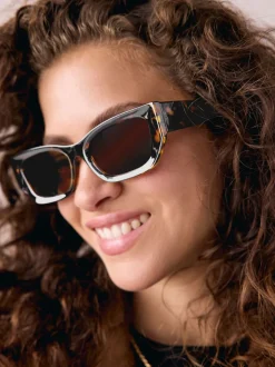 Marron écaille de tortue - Lunettes de soleil carrées