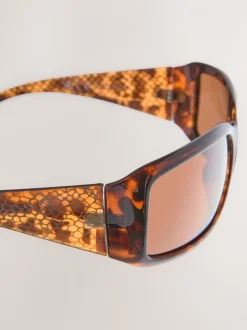 Marron écaille de tortue - Lunettes de soleil enveloppantes