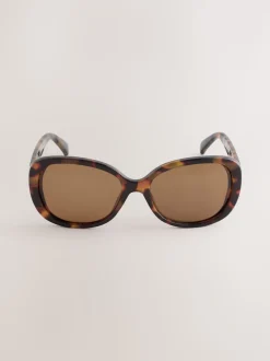 Marron écaille de tortue - Lunettes de soleil cache-cœur carrées
