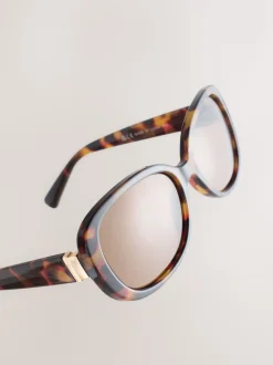 Marron écaille de tortue - Lunettes de soleil cache-cœur carrées