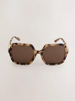 Marron écaille de tortue - Lunettes de soleil à bras chaîne carré