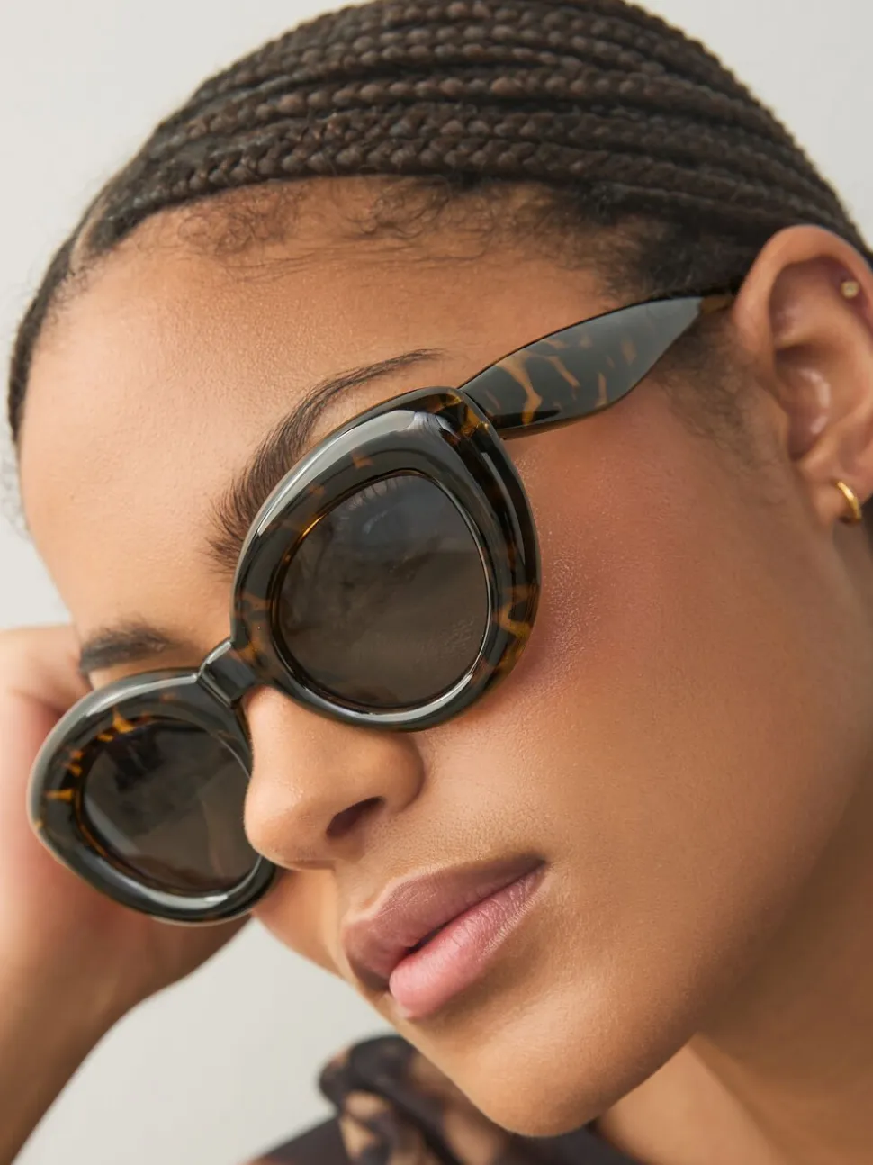 Marron écaille de tortue - Lunettes de soleil ovales