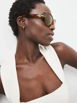 Marron écaille de tortue - Lunettes de soleil carrées polarisées petites tailles