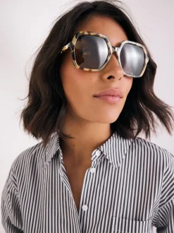 Marron écaille de tortue - Grandes Lunettes de soleil carrées