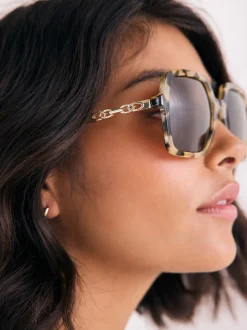 Marron écaille de tortue - Grandes Lunettes de soleil carrées