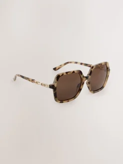 Marron écaille de tortue - Grandes Lunettes de soleil carrées