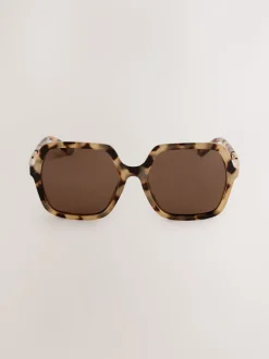Marron écaille de tortue - Grandes Lunettes de soleil carrées