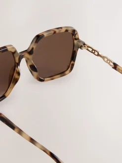 Marron écaille de tortue - Grandes Lunettes de soleil carrées