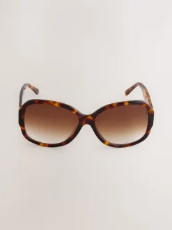 Marron écaille de tortue - Lunettes de soleil enveloppantes en acétate