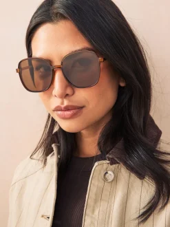 Marron caramel - Lunettes de soleil Square Frame