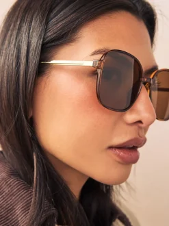 Marron caramel - Lunettes de soleil Square Frame
