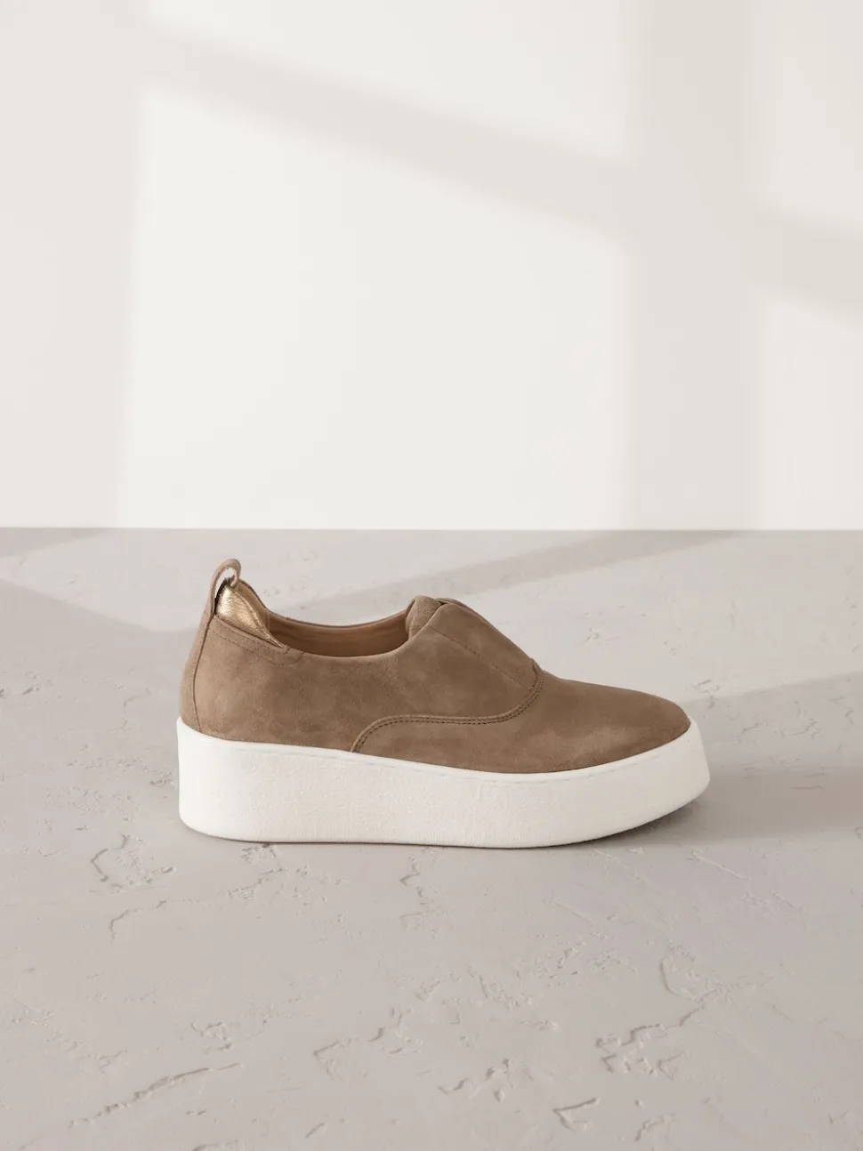 Marron chocolat - Baskets Signature en cuir à plateforme compensée épaisse