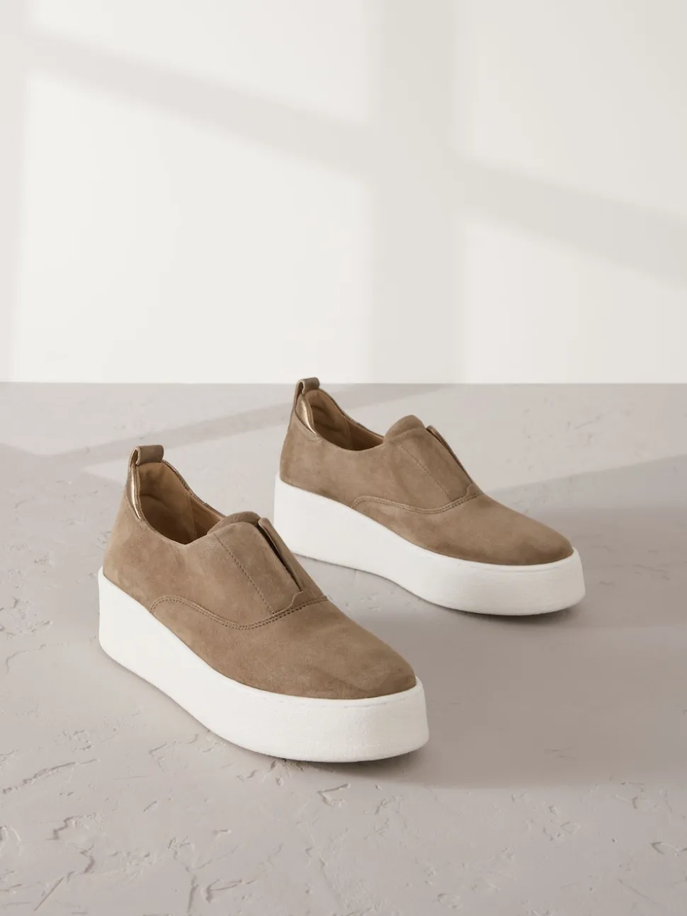 Marron chocolat - Baskets Signature en cuir à plateforme compensée épaisse