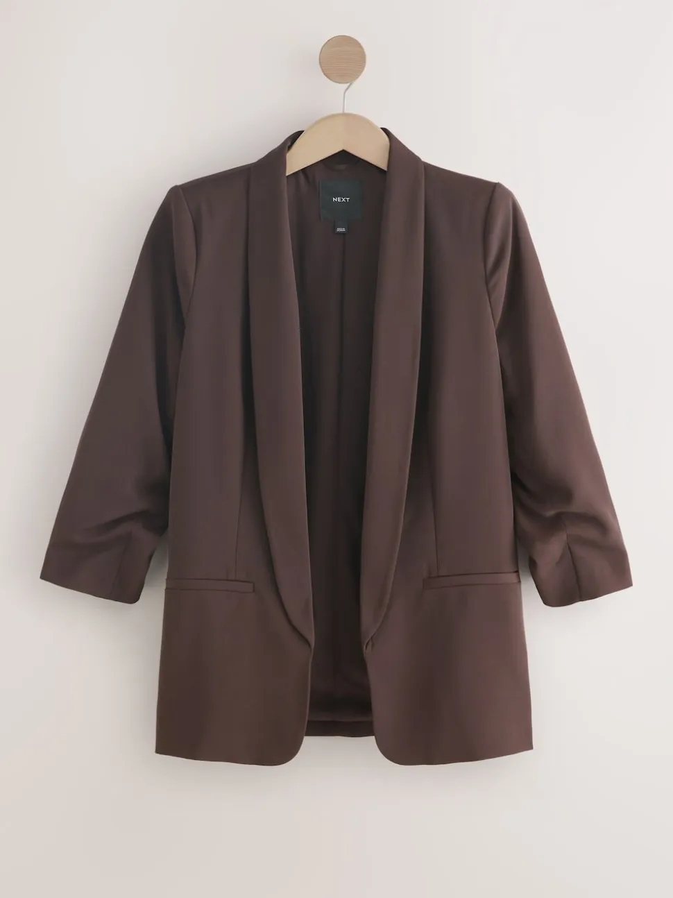 Marron chocolat - Blazer décontracté à manches froncées