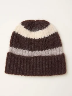 Marron chocolat - Bonnet FatFace rayé