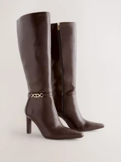 Marron chocolat - Bottes à talons Forever Comfort® à talons hauts avec finitions matérielles