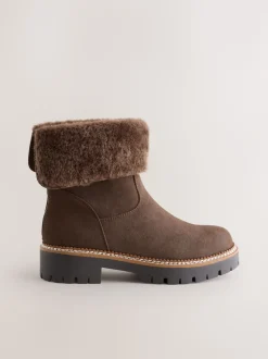 Marron chocolat - Bottines Forever Comfort® à poignets en fausse fourrure