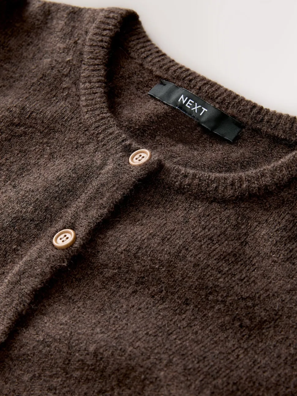 Marron chocolat - Cardigan tricoté à Col rond en laine
