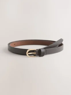 Marron chocolat - Ceinture fine en cuir