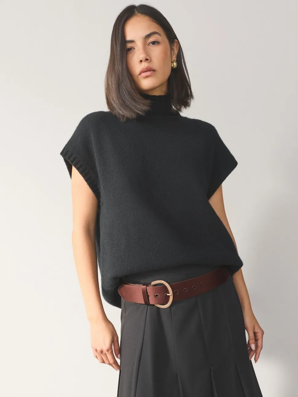 Marron chocolat - Ceinture en satin avec boucle en diamant